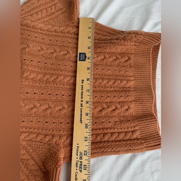 Free People Short + Sweet cropped cable knit sweater in toasted almond copper - Picture 8 of 8